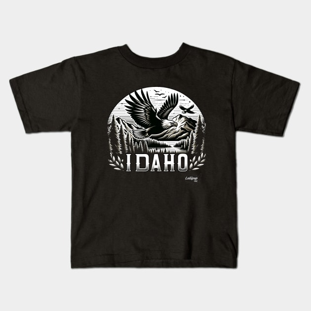 Idaho Heights: Eagle's Realm - American Vintage Retro style USA State Kids T-Shirt by LollipopINC